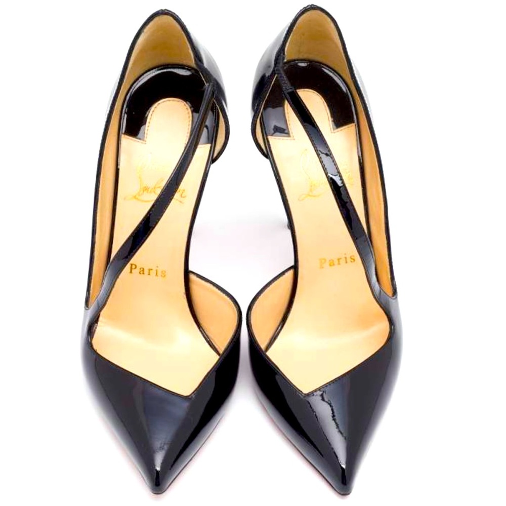 Christian Louboutin Jumping pointed toe 39 patent leather black EUC 100mm